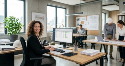assistante technique et administrative gerant le suivi de chantier et les acomptes d une entreprise du batiment